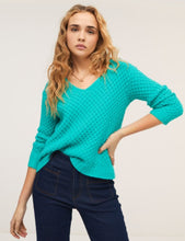Laden Sie das Bild in den Galerie-Viewer, SURKANA Türkis Waffelpullover