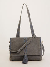 Laden Sie das Bild in den Galerie-Viewer, SURKANA Graue Ledertasche mit Schultergurt und Griff