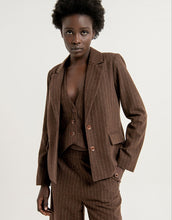 Laden Sie das Bild in den Galerie-Viewer, SURKANA braun gestreifte Jacke/Blazer
