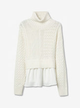 Laden Sie das Bild in den Galerie-Viewer, Ecrufarbener 2-in-1-Pullover mit hohem Kragen von Tiffosi