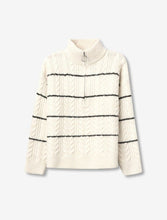 Laden Sie das Bild in den Galerie-Viewer, Pull Tiffosi Femme Rayé, Zippé, Maille Torsadée.Boutique Mode