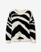 Laden Sie das Bild in den Galerie-Viewer, Pull zébré femme Tiffosi Motif noir et blanc tendance, matière douce et chaude pour l’hiver