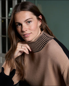 Pull bicolore SURKANA taupe et noir