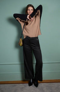 Pull bicolore SURKANA taupe et noir