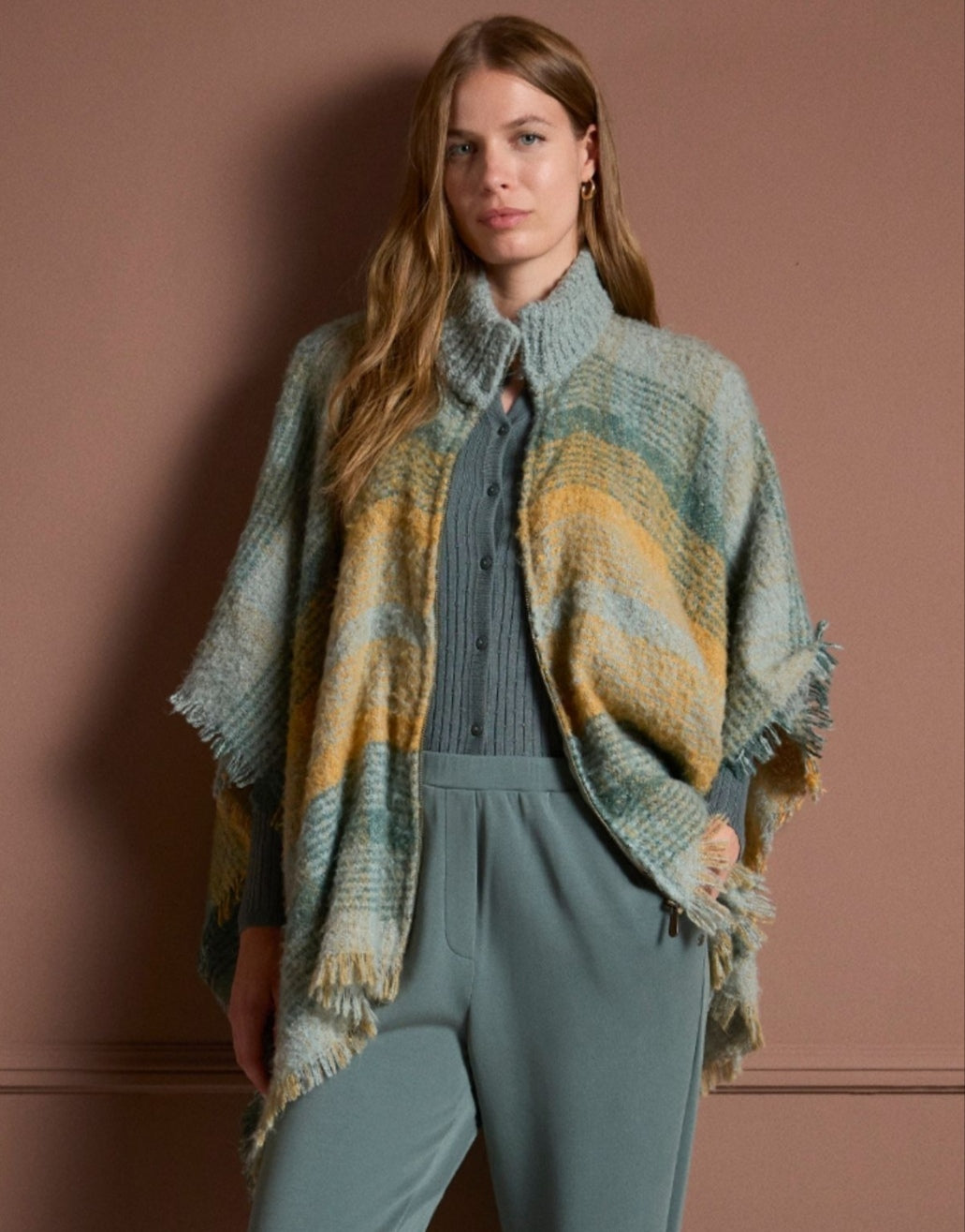 Poncho femme bohème Surkana – chaud, ceinturé et stylé pour l’automne 3e Acte