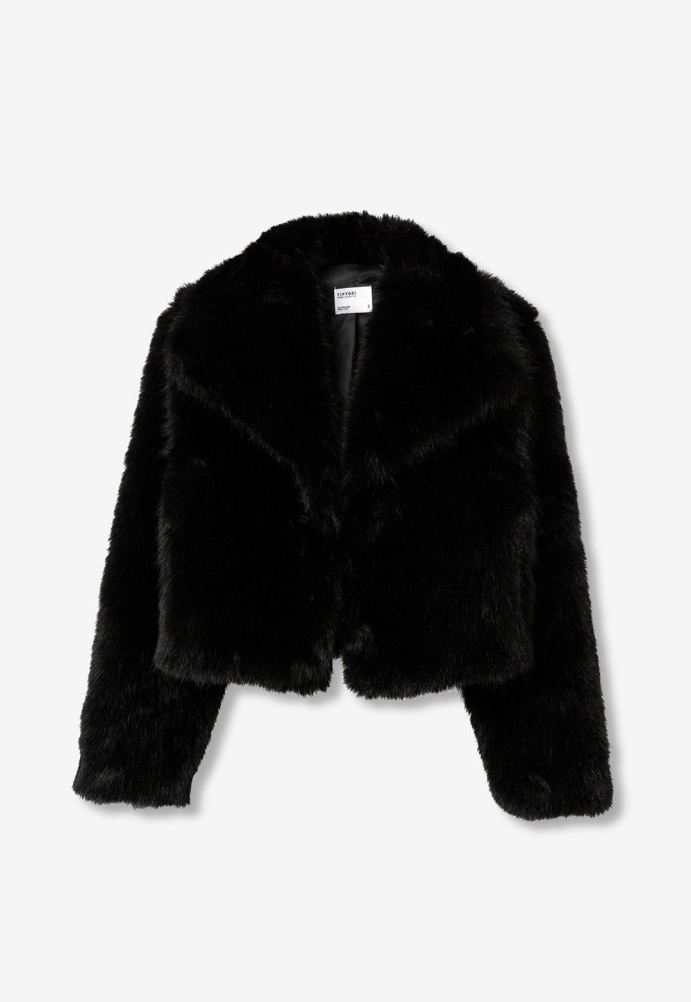 Veste courte Tiffosi femme – Fausse fourrure noir chic | 3e Acte