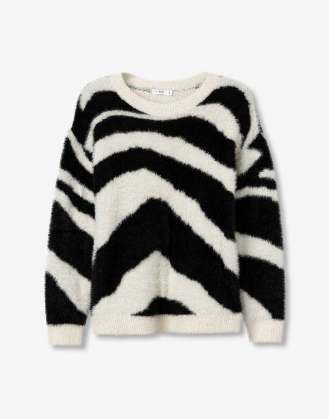 Pull zébré femme Tiffosi Motif noir et blanc tendance, matière douce et chaude pour l’hiver