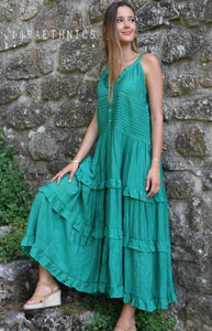 Robe bohème Fresia vert menthe Lara Ethnics