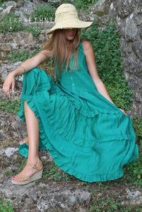 Robe bohème Fresia vert menthe Lara Ethnics